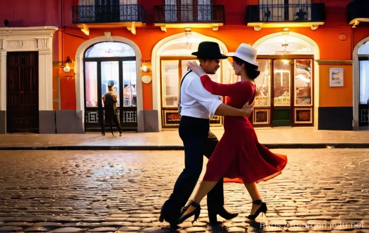 아르헨티나 여행 준비물 체크리스트 - **Vibrant Buenos Aires Tango Evening**
A captivating scene of two elegant dancers performing an ...