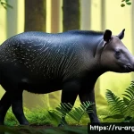 Home 21 아르헨티나에서 볼 수 있는 특이한 동물 - A detailed, realistic depiction of a South American tapir standing quietly in a dense, lush Argentin...