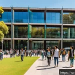 Home 23 아르헨티나 대학교 순위 및 입학 정보 - A vibrant university campus scene in Buenos Aires featuring diverse international students walking b...