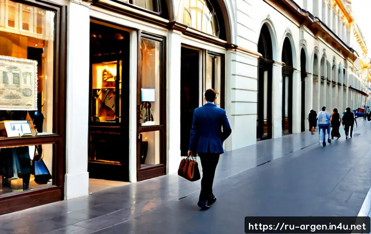 부에노스아이레스 쇼핑 명소 추천 - Photorealistic upscale shopping street in Buenos Aires, elegant European-style architecture, stylish...